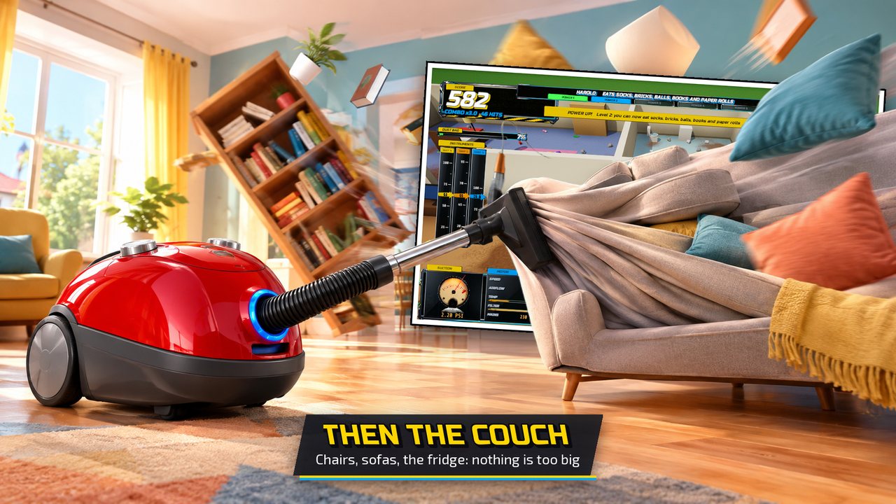 The couch stretching into the nozzle