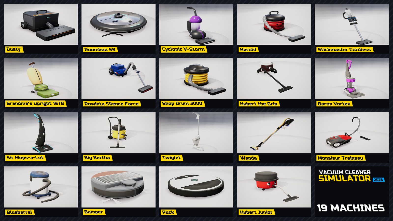 The nineteen vacuums of the garage side by side