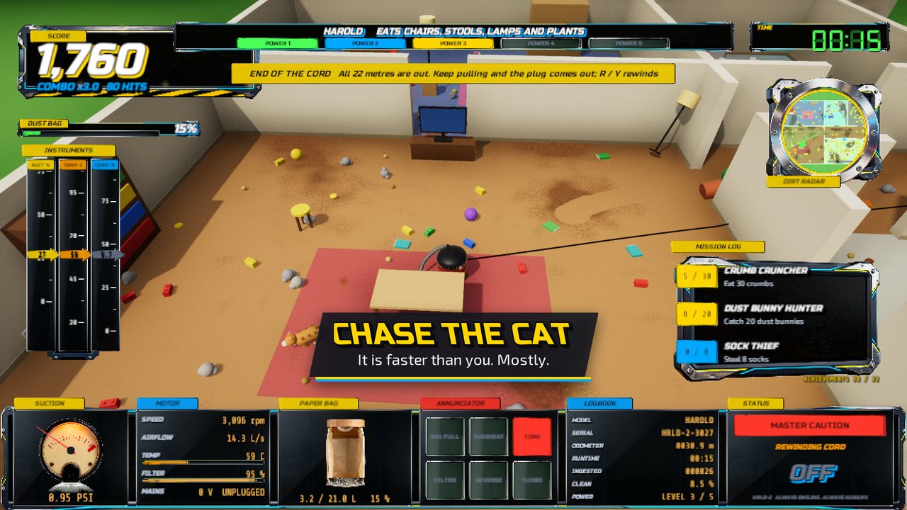 In-game: chasing the cat across the living room