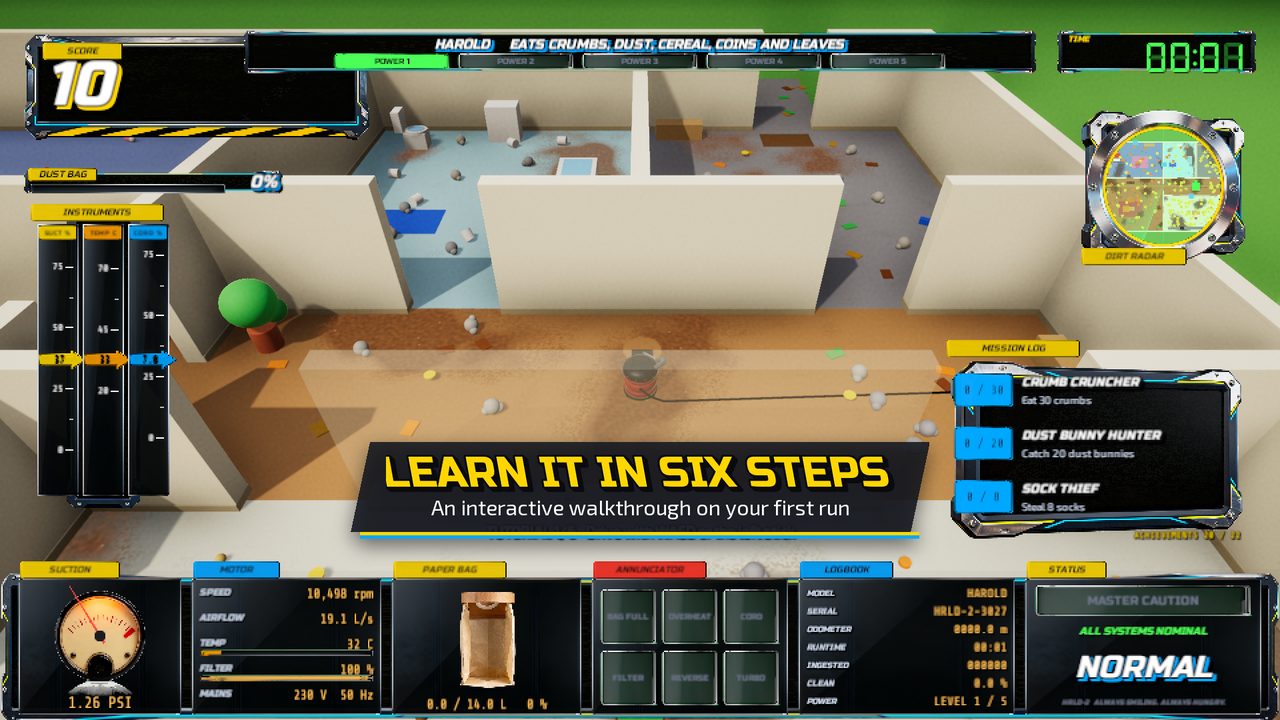 In-game: the one-minute tutorial on the first run